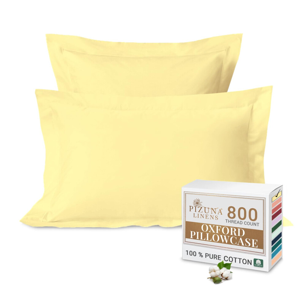 Pizuna Luxurious Cotton Standard Pillowcases 2 Pc Yellow 800 Thread Count | Pack Mellow, 50X75cm - Image 2