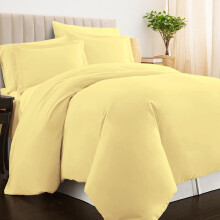 Pizuna 100% Cotton Super King Duvet Cover Set Mellow Yellow, 400 Thread Count Long Staple Cotton Superking Duvet Cover 260x220cm