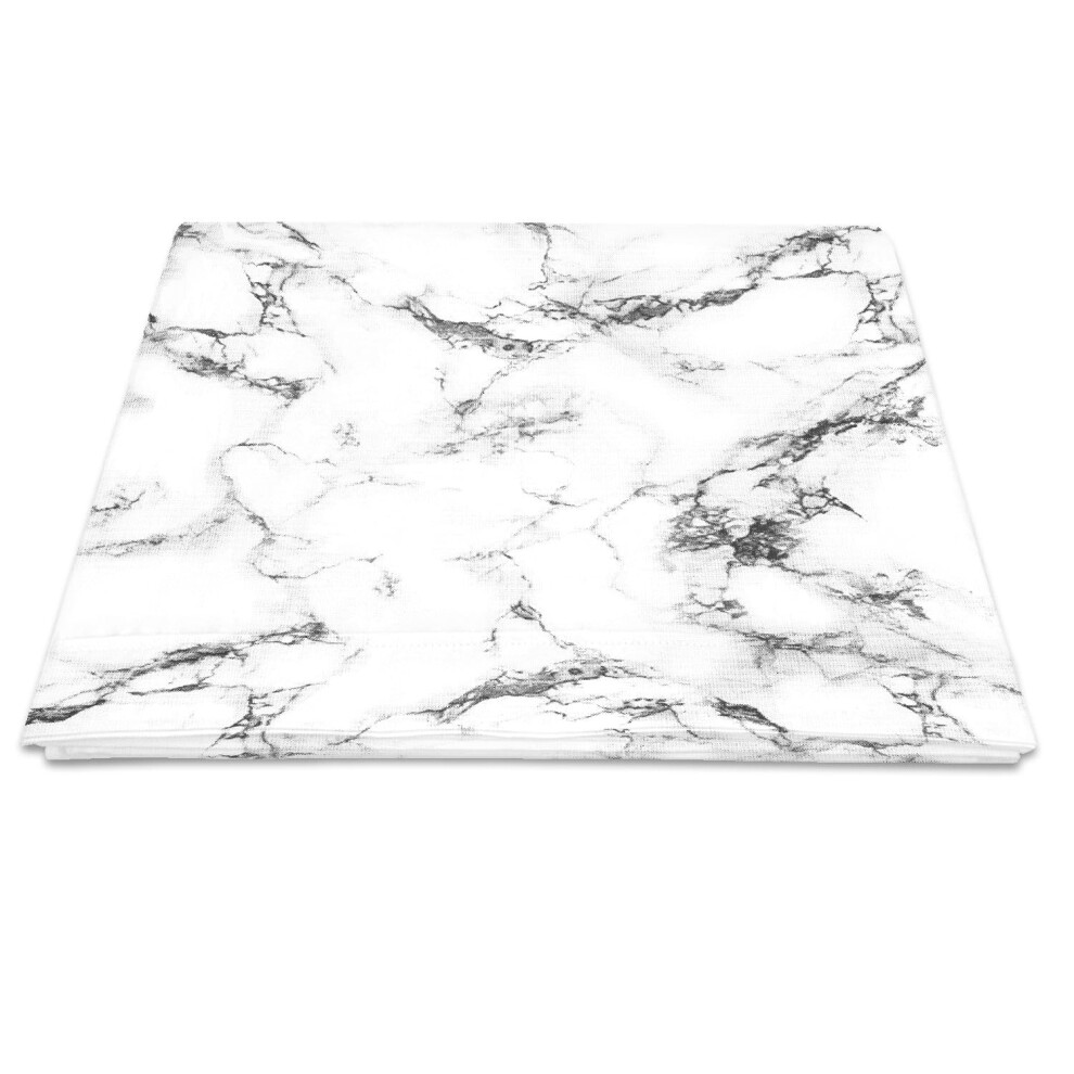 Pizuna Cotton Marble White Print King Size Flat Sheets 1 Pc, 400 Thread Count 100% Long Staple Cotton Flat Sheet King Size 275X280 - Image 2