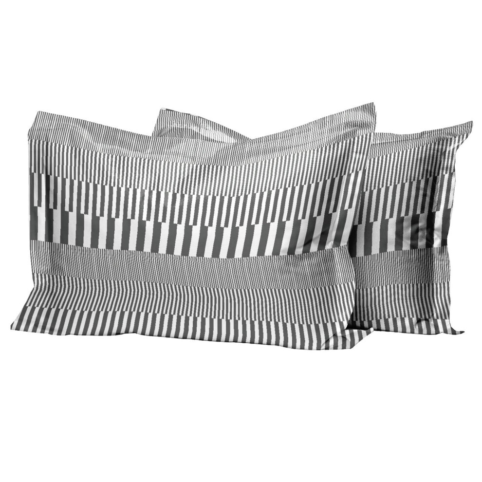 Pizuna Cotton Grey Print Standard Pillow Cases 2 Pack 400 Thread Count - Image 2