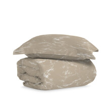 Pizuna Cotton Single Marble Taupe Print Duvet Cover 140x200, 400 Thread Count 100% Long Staple Cotton Single Duvet Cover Set