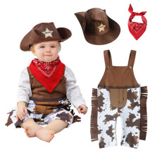 Cowboy Costume Outfit for Baby Toddler Kid - Cowgirl Fancy Dress Up with Red Bandana & Sheriff Hat, Babies Role Play Cosplay Party Props