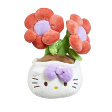 Hello Kitty Plants Plush, 20cm Soft Toy with Purple Ribbon and Floral Design, Cute Hello Kitty Character, Official Licensed Merchandise