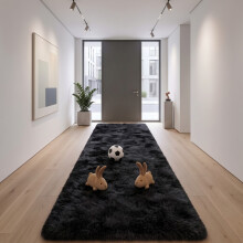 (80x300cm, Black) Imperial Rooms Non Slip Shaggy Rug Soft Fluffy Faux Fur Area Carpet | 450GSM 3.5cm Pile Height