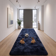 (80x300cm, Navy Blue) Imperial Rooms Non Slip Shaggy Rug Soft Fluffy Faux Fur Area Carpet | 450GSM 3.5cm Pile Height