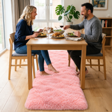 (60x220cm, Pink) Imperial Rooms Non Slip Shaggy Rug Soft Fluffy Faux Fur Area Carpet | 450GSM 3.5cm Pile Height