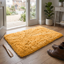 (50x80cm, Ochre Yellow) Imperial Rooms Non Slip Shaggy Rug Soft Fluffy Faux Fur Area Carpet | 450GSM 3.5cm Pile Height