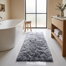 (80x150cm, Grey) Imperial Rooms Non Slip Shaggy Rug Soft Fluffy Faux Fur Area Carpet | 450GSM 3.5cm Pile Height