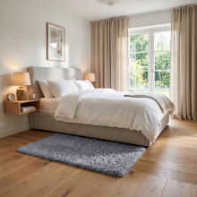 (60x110cm, Grey) Imperial Rooms Non Slip Shaggy Rug Soft Fluffy Faux Fur Area Carpet | 450GSM 3.5cm Pile Height