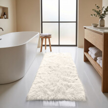 (80x150cm, Cream) Imperial Rooms Non Slip Shaggy Rug Soft Fluffy Faux Fur Area Carpet | 450GSM 3.5cm Pile Height