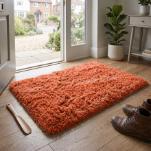 (50x80cm, Rust) Imperial Rooms Non Slip Shaggy Rug Soft Fluffy Faux Fur Area Carpet | 450GSM 3.5cm Pile Height