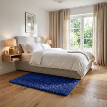(60x110cm, Navy Blue) Imperial Rooms Non Slip Shaggy Rug Soft Fluffy Faux Fur Area Carpet | 450GSM 3.5cm Pile Height
