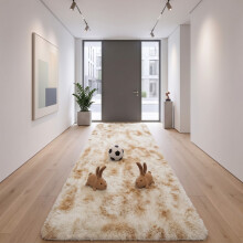 (80x300cm, Tie Dye Cream) Imperial Rooms Non Slip Shaggy Rug Soft Fluffy Faux Fur Area Carpet | 450GSM 3.5cm Pile Height