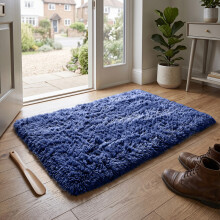 (50x80cm, Navy Blue) Imperial Rooms Non Slip Shaggy Rug Soft Fluffy Faux Fur Area Carpet | 450GSM 3.5cm Pile Height