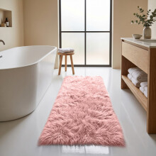 (80x150cm, Pink) Imperial Rooms Non Slip Shaggy Rug Soft Fluffy Faux Fur Area Carpet | 450GSM 3.5cm Pile Height