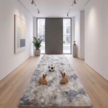 (80x300cm, Tie Dye Light Grey) Imperial Rooms Non Slip Shaggy Rug Soft Fluffy Faux Fur Area Carpet | 450GSM 3.5cm Pile Height