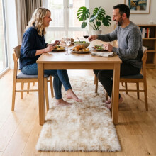 (60x220cm, Tie Dye Cream) Imperial Rooms Non Slip Shaggy Rug Soft Fluffy Faux Fur Area Carpet | 450GSM 3.5cm Pile Height