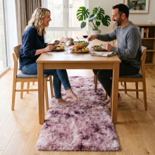 (60x220cm, Tie Dye Purple/Lilac) Imperial Rooms Non Slip Shaggy Rug Soft Fluffy Faux Fur Area Carpet | 450GSM 3.5cm Pile Height