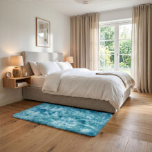 (60x110cm, Tie Dye Teal) Imperial Rooms Non Slip Shaggy Rug Soft Fluffy Faux Fur Area Carpet | 450GSM 3.5cm Pile Height