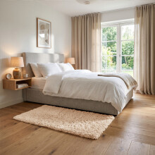 (60x110cm, Beige) Imperial Rooms Non Slip Shaggy Rug Soft Fluffy Faux Fur Area Carpet | 450GSM 3.5cm Pile Height