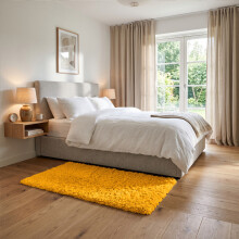 (60x110cm, Ochre Yellow) Imperial Rooms Non Slip Shaggy Rug Soft Fluffy Faux Fur Area Carpet | 450GSM 3.5cm Pile Height