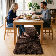 (60x220cm, Brown) Imperial Rooms Non Slip Shaggy Rug Soft Fluffy Faux Fur Area Carpet | 450GSM 3.5cm Pile Height