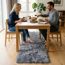 (60x220cm, Grey) Imperial Rooms Non Slip Shaggy Rug Soft Fluffy Faux Fur Area Carpet | 450GSM 3.5cm Pile Height