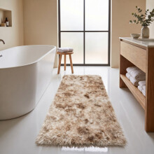 (80x150cm, Tie Dye Beige) Imperial Rooms Non Slip Shaggy Rug Soft Fluffy Faux Fur Area Carpet | 450GSM 3.5cm Pile Height