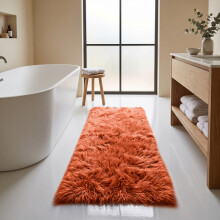 (80x150cm, Rust) Imperial Rooms Non Slip Shaggy Rug Soft Fluffy Faux Fur Area Carpet | 450GSM 3.5cm Pile Height