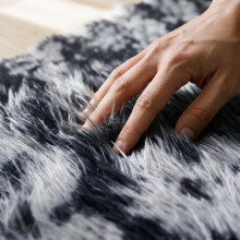 (80x300cm, Tie Dye Grey) Imperial Rooms Non Slip Shaggy Rug Soft Fluffy Faux Fur Area Carpet | 450GSM 3.5cm Pile Height