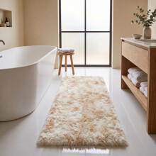 (80x150cm, Tie Dye Cream) Imperial Rooms Non Slip Shaggy Rug Soft Fluffy Faux Fur Area Carpet | 450GSM 3.5cm Pile Height