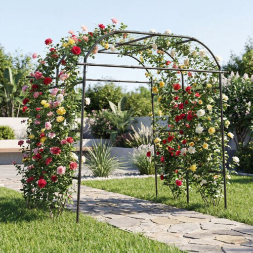 Gartenspalierbogen, U-förmig, PE-beschichtetes Metall, Schwarz 2