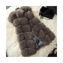 (Light Grey, L) (4XL, Coffee) Women Faux Fur Waistcoat Gilet Body Warmer Sleeveless Jacket