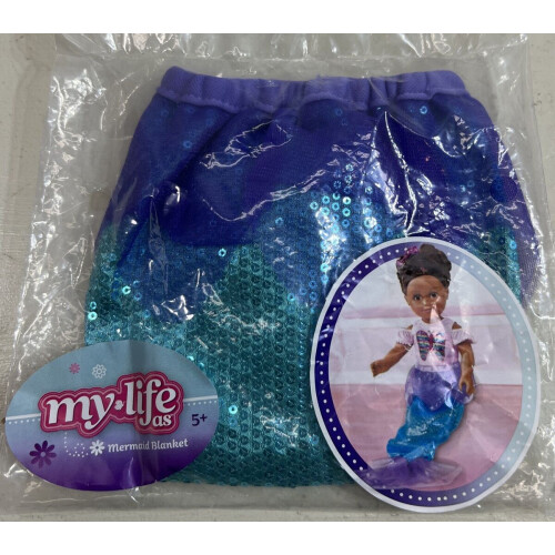 My Life As Mermaid Blanket for 18" Dolls, Sequin