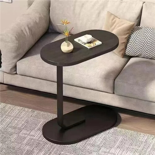 (Black) Small C-shaped Table End Table for Sofa Side Table Nightstand for Bedroom Modern