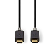 USB kabel | USB 3.2 Gen 1 | USB-C samec | USB-C samec | 60 W | 4K@60Hz | 5 Gbps | Poniklovaný | 1,00 m | Kulatý | PVC | Antracit | Krabice s oknem