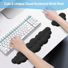 Cloud Wrist Rest Pad Kit Keyboard Wrist Rest Mouse Wrist Rest Memory Foam Rest for Keyboard Mouse Non-Slip Black