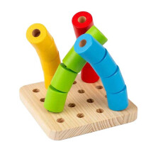 brinquedo de empilhamento de madeira com pinos instáveis Montessori 17 peças