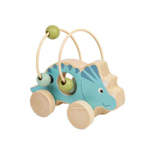 giocattolo da spingere in legno Triceratops con telaio di perline - giocattolo per bambini