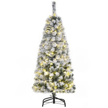 4FT Pre-lit Flocked Xmas Tree w/ Warm White LEDs