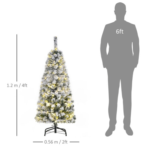 4FT Pre-lit Flocked Xmas Tree w/ Warm White LEDs 2