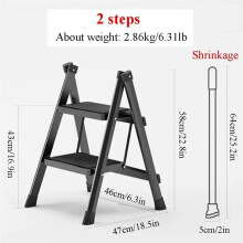 2-Step Folding Ladder White Household Step Stool with Wide Pedals Telescopic Multi-Purpose Folding Ladder for Home Kitchen