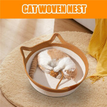 Hand-Woven Cat Bed Basket – Cozy Cute-Ear Sleeping Basket for Cats