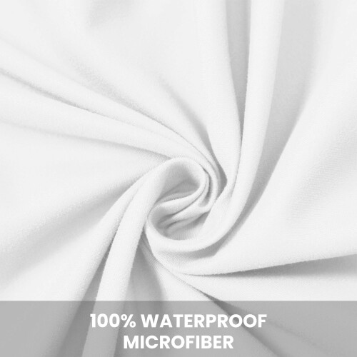 (Double, White) 2 Pack Waterproof Fitted Sheet with Extra Deep 30cm Pocket 2