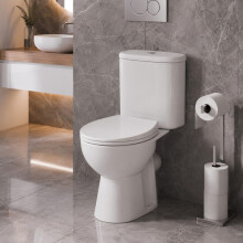 Close Coupled Rimless Toilet Space Saving WC Toilets Bathroom Soft Close Seat Dual Flush White Gloss