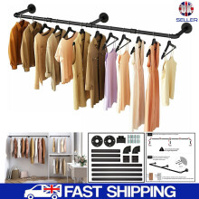 180cm Pipe Clothes Rail Wall Mounted Garment Hanging Bar Display Clothing Rack