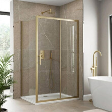 1200 x 900mm Sliding Door Shower Enclosure 6mm Glass Framed Reversible Brushed Brass