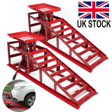 1 Pair 2 Ton Lifting Car Ramp Jack Hydraulic Height Adjustable Garage Workshop