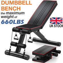 Foldable Dumbbell Bench Fitness Weight Training Workout Gym 7 Incline Adjustable