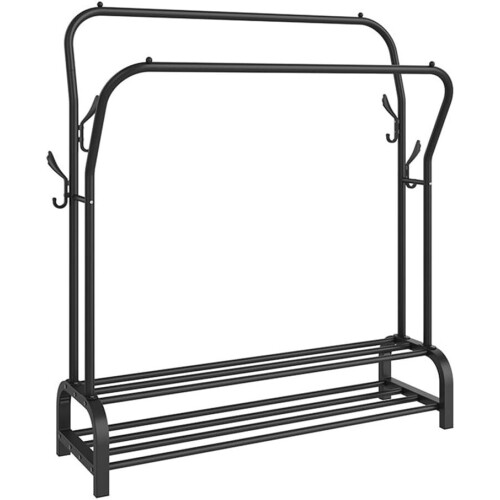 3in1 Double Clothes Rail Hanging Rack Garment Display Stand Storage Shelf 1